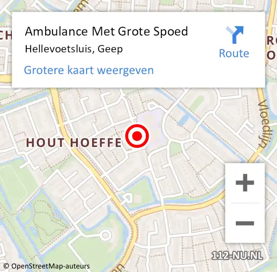 Locatie op kaart van de 112 melding: Ambulance Met Grote Spoed Naar Hellevoetsluis, Geep op 18 november 2021 21:24