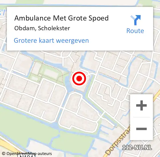 Locatie op kaart van de 112 melding: Ambulance Met Grote Spoed Naar Obdam, Scholekster op 18 november 2021 21:27