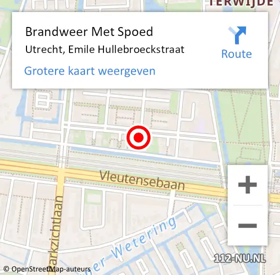 Locatie op kaart van de 112 melding: Brandweer Met Spoed Naar Utrecht, Emile Hullebroeckstraat op 18 november 2021 21:32