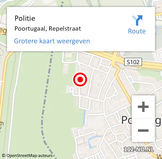 Locatie op kaart van de 112 melding: Politie Poortugaal, Repelstraat op 18 november 2021 21:49