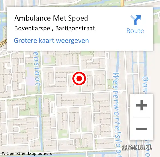 Locatie op kaart van de 112 melding: Ambulance Met Spoed Naar Bovenkarspel, Bartigonstraat op 18 november 2021 22:43