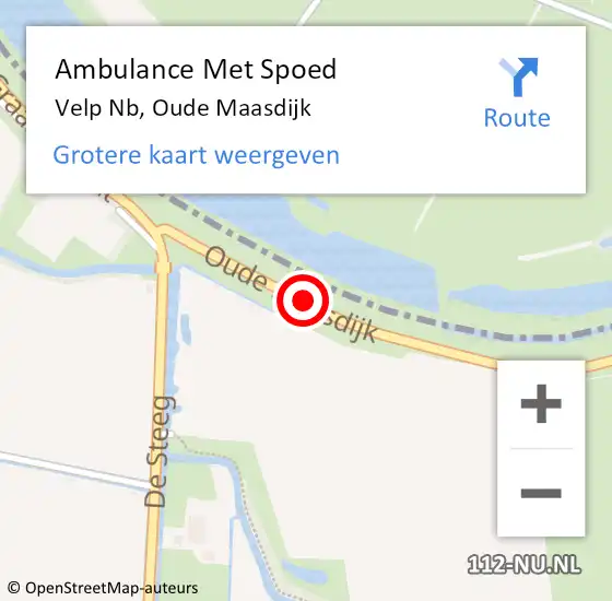 Locatie op kaart van de 112 melding: Ambulance Met Spoed Naar Velp Nb, Oude Maasdijk op 29 juni 2014 20:55