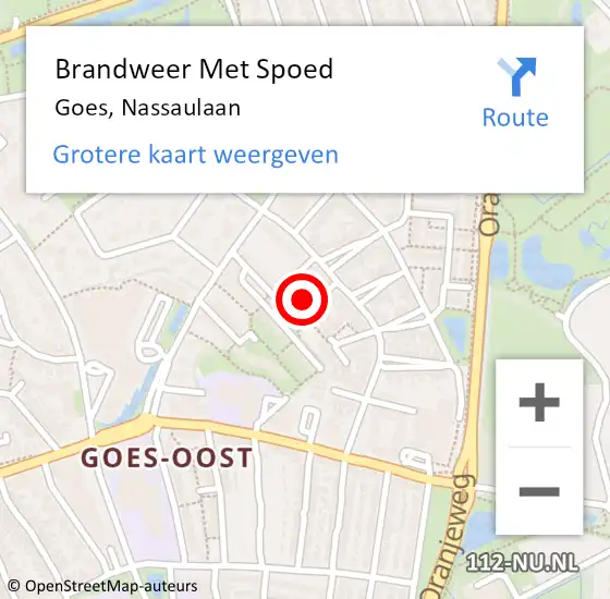 Locatie op kaart van de 112 melding: Brandweer Met Spoed Naar Goes, Nassaulaan op 18 november 2021 23:07