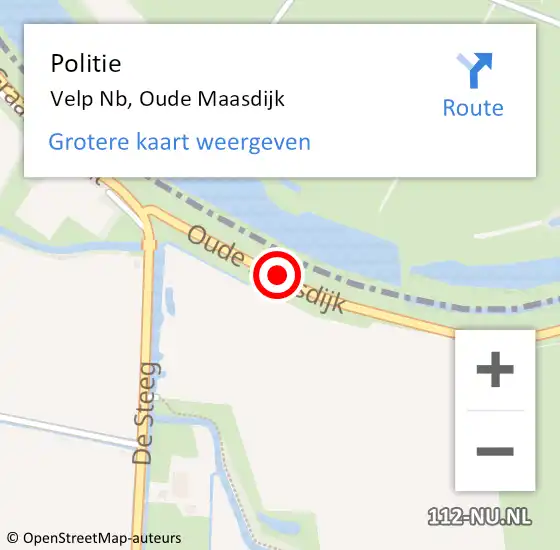 Locatie op kaart van de 112 melding: Politie Velp Nb, Oude Maasdijk op 29 juni 2014 20:58