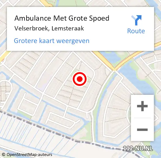 Locatie op kaart van de 112 melding: Ambulance Met Grote Spoed Naar Velserbroek, Lemsteraak op 18 november 2021 23:56