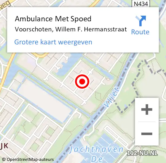 Locatie op kaart van de 112 melding: Ambulance Met Spoed Naar Voorschoten, Willem F. Hermansstraat op 19 november 2021 01:08