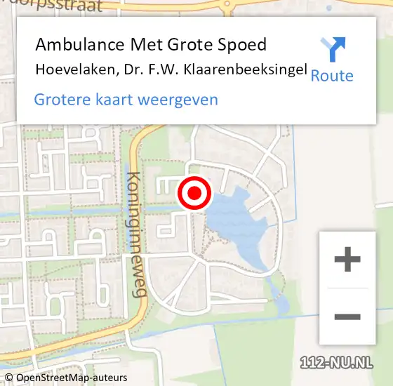 Locatie op kaart van de 112 melding: Ambulance Met Grote Spoed Naar Hoevelaken, Dr. F.W. Klaarenbeeksingel op 19 november 2021 01:34