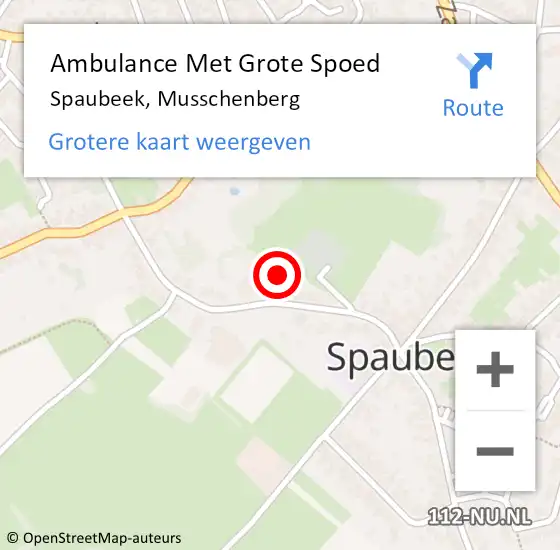 Locatie op kaart van de 112 melding: Ambulance Met Grote Spoed Naar Spaubeek, Musschenberg op 29 juni 2014 21:11