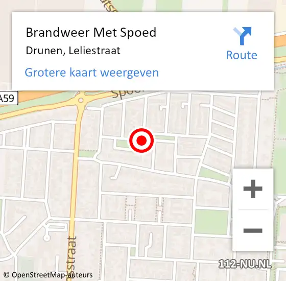 Locatie op kaart van de 112 melding: Brandweer Met Spoed Naar Drunen, Leliestraat op 19 november 2021 01:57