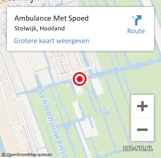 Locatie op kaart van de 112 melding: Ambulance Met Spoed Naar Stolwijk, Hooiland op 19 november 2021 02:08