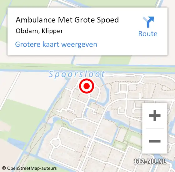 Locatie op kaart van de 112 melding: Ambulance Met Grote Spoed Naar Obdam, Klipper op 19 november 2021 03:14