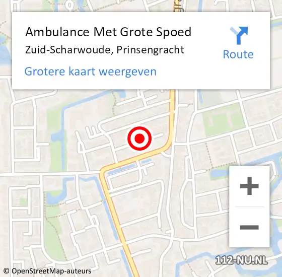 Locatie op kaart van de 112 melding: Ambulance Met Grote Spoed Naar Zuid-Scharwoude, Prinsengracht op 19 november 2021 03:22