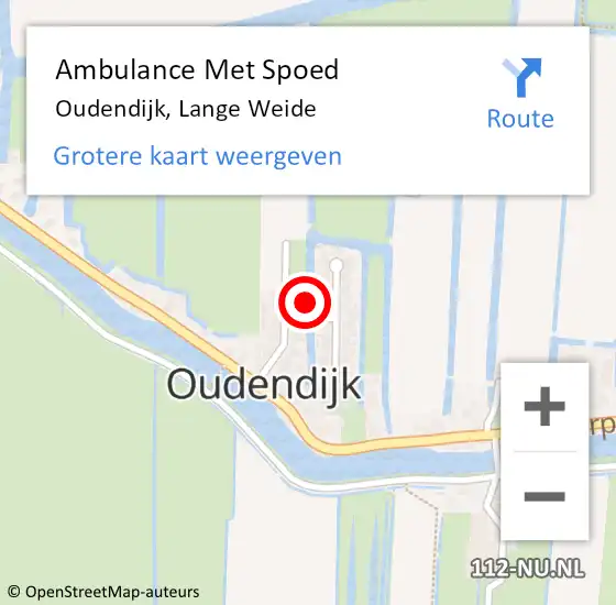 Locatie op kaart van de 112 melding: Ambulance Met Spoed Naar Oudendijk, Lange Weide op 19 november 2021 03:26