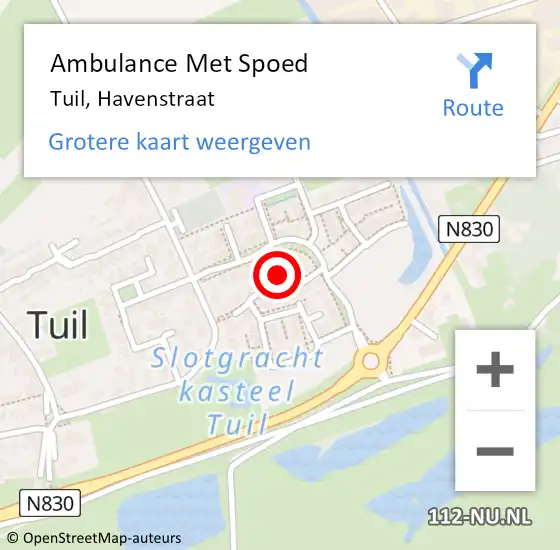 Locatie op kaart van de 112 melding: Ambulance Met Spoed Naar Tuil, Havenstraat op 19 november 2021 04:56