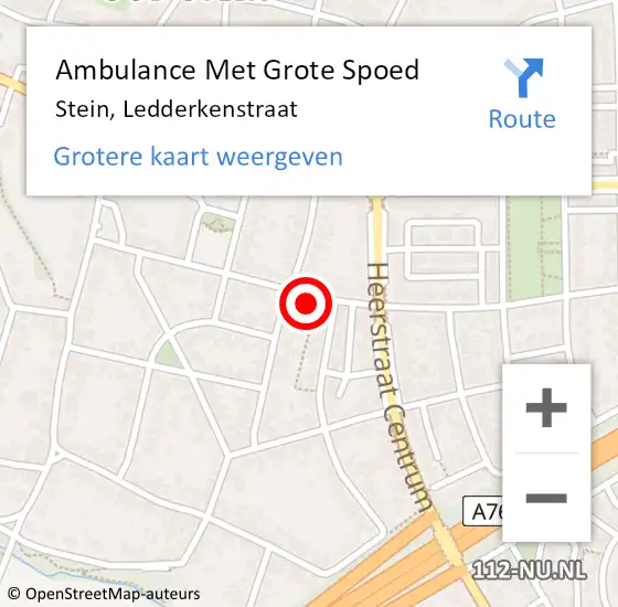 Locatie op kaart van de 112 melding: Ambulance Met Grote Spoed Naar Stein, Ledderkenstraat op 6 oktober 2013 18:46