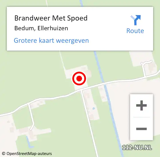 Locatie op kaart van de 112 melding: Brandweer Met Spoed Naar Bedum, Ellerhuizen op 29 juni 2014 21:20