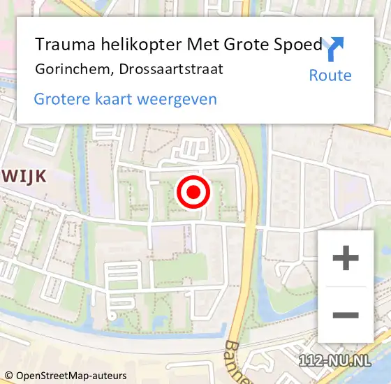 Locatie op kaart van de 112 melding: Trauma helikopter Met Grote Spoed Naar Gorinchem, Drossaartstraat op 19 november 2021 07:56