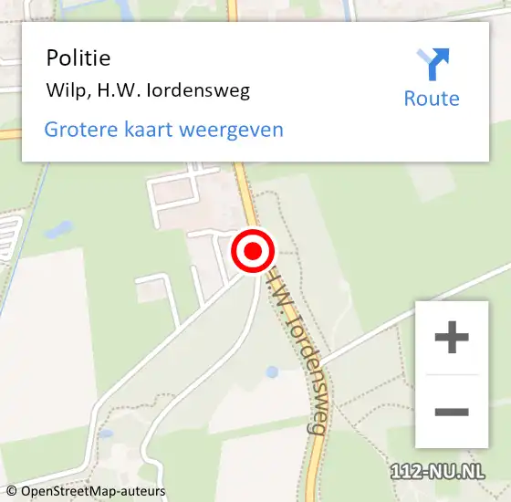 Locatie op kaart van de 112 melding: Politie Wilp, H.W. Iordensweg op 19 november 2021 08:14