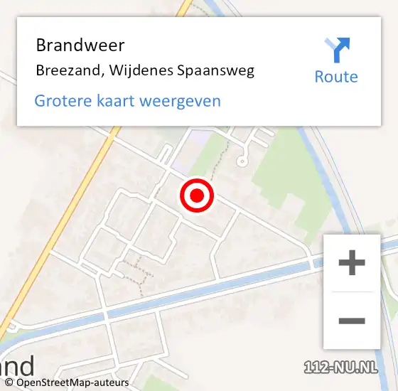 Locatie op kaart van de 112 melding: Brandweer Breezand, Wijdenes Spaansweg op 19 november 2021 08:37