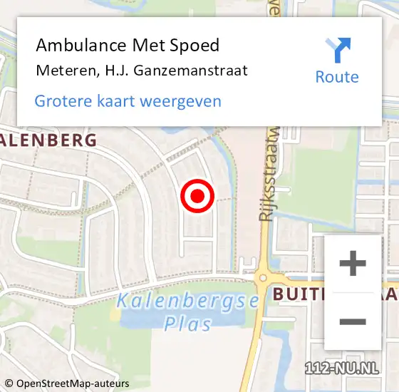 Locatie op kaart van de 112 melding: Ambulance Met Spoed Naar Meteren, H.J. Ganzemanstraat op 19 november 2021 08:39