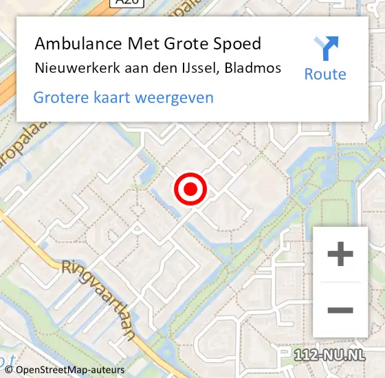 Locatie op kaart van de 112 melding: Ambulance Met Grote Spoed Naar Nieuwerkerk aan den IJssel, Bladmos op 19 november 2021 09:01