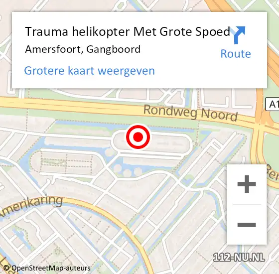 Locatie op kaart van de 112 melding: Trauma helikopter Met Grote Spoed Naar Amersfoort, Gangboord op 19 november 2021 09:39