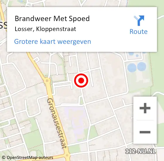 Locatie op kaart van de 112 melding: Brandweer Met Spoed Naar Losser, Kloppenstraat op 19 november 2021 09:55