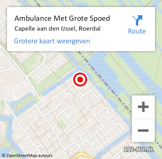 Locatie op kaart van de 112 melding: Ambulance Met Grote Spoed Naar Capelle aan den IJssel, Roerdal op 19 november 2021 10:05