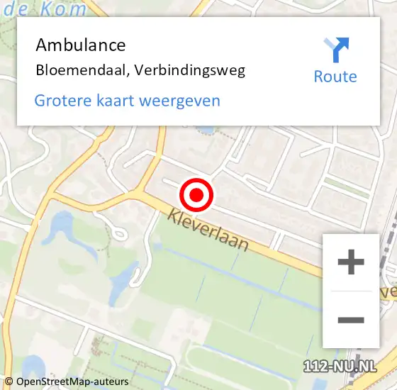 Locatie op kaart van de 112 melding: Ambulance Bloemendaal, Verbindingsweg op 19 november 2021 10:05