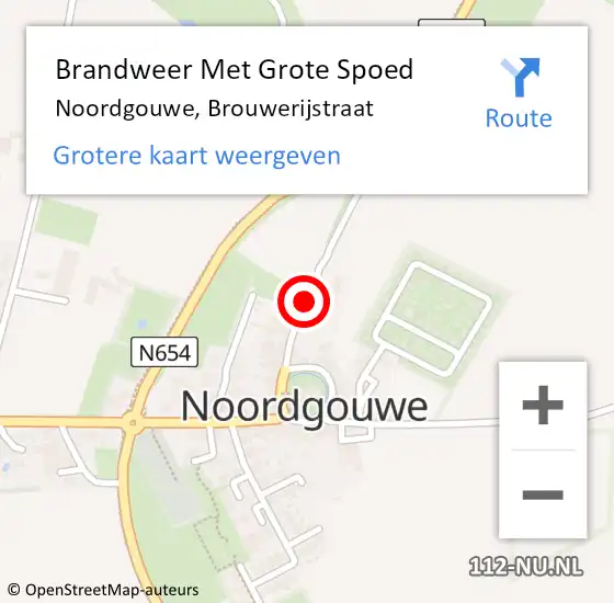 Locatie op kaart van de 112 melding: Brandweer Met Grote Spoed Naar Noordgouwe, Brouwerijstraat op 19 november 2021 10:07