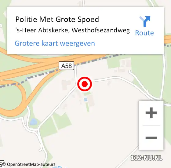 Locatie op kaart van de 112 melding: Politie Met Grote Spoed Naar 's-Heer Abtskerke, Westhofsezandweg op 19 november 2021 10:25