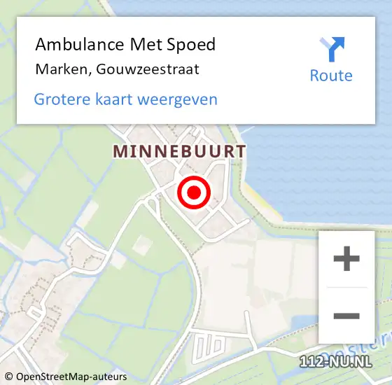 Locatie op kaart van de 112 melding: Ambulance Met Spoed Naar Marken, Gouwzeestraat op 19 november 2021 10:27