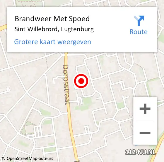 Locatie op kaart van de 112 melding: Brandweer Met Spoed Naar Sint Willebrord, Lugtenburg op 19 november 2021 11:03