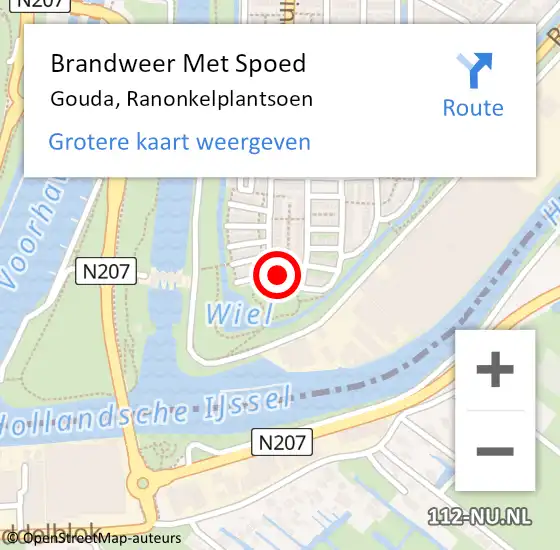 Locatie op kaart van de 112 melding: Brandweer Met Spoed Naar Gouda, Ranonkelplantsoen op 19 november 2021 11:16