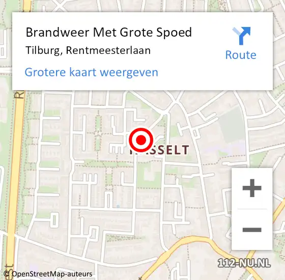 Locatie op kaart van de 112 melding: Brandweer Met Grote Spoed Naar Tilburg, Rentmeesterlaan op 19 november 2021 11:22