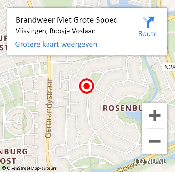 Locatie op kaart van de 112 melding: Brandweer Met Grote Spoed Naar Vlissingen, Roosje Voslaan op 19 november 2021 11:30