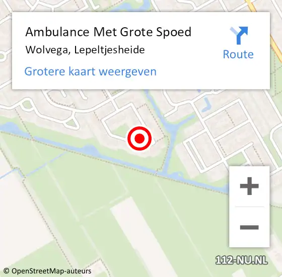 Locatie op kaart van de 112 melding: Ambulance Met Grote Spoed Naar Wolvega, Lepeltjesheide op 29 juni 2014 21:53