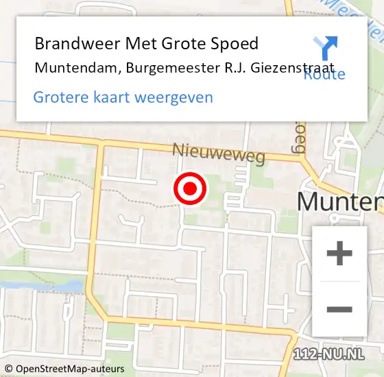 Locatie op kaart van de 112 melding: Brandweer Met Grote Spoed Naar Muntendam, Burgemeester R.J. Giezenstraat op 19 november 2021 11:47