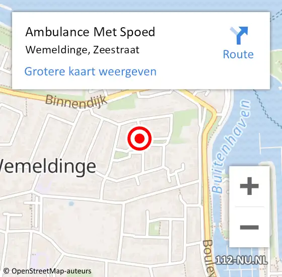 Locatie op kaart van de 112 melding: Ambulance Met Spoed Naar Wemeldinge, Zeestraat op 29 juni 2014 21:53