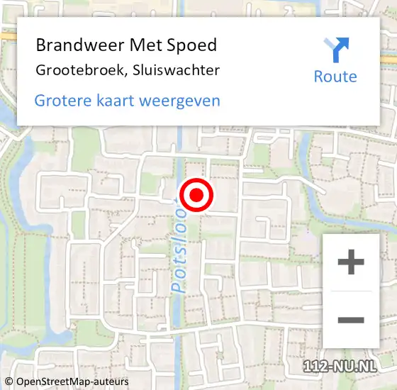 Locatie op kaart van de 112 melding: Brandweer Met Spoed Naar Grootebroek, Sluiswachter op 19 november 2021 12:03