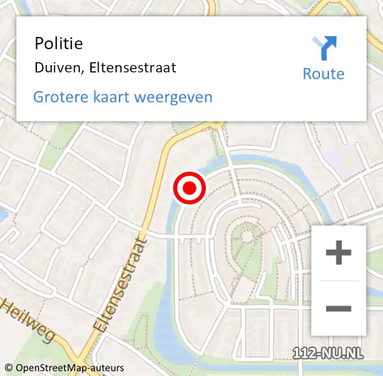 Locatie op kaart van de 112 melding: Politie Duiven, Eltensestraat op 19 november 2021 12:07