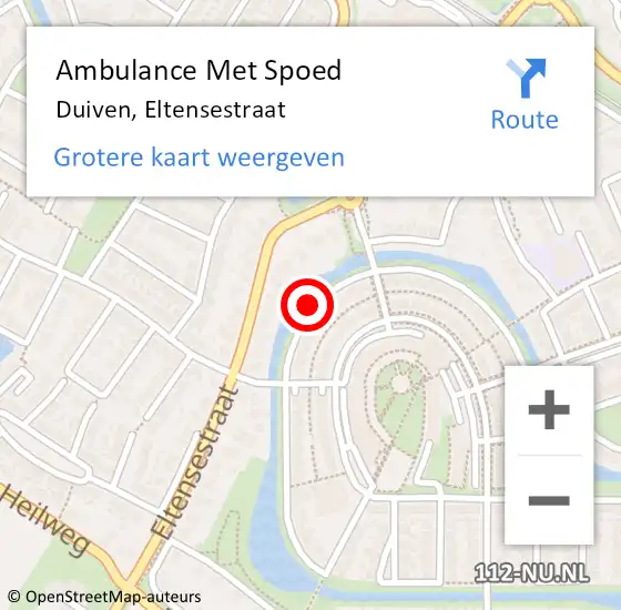 Locatie op kaart van de 112 melding: Ambulance Met Spoed Naar Duiven, Eltensestraat op 19 november 2021 12:08