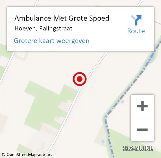 Locatie op kaart van de 112 melding: Ambulance Met Grote Spoed Naar Hoeven, Palingstraat op 29 juni 2014 21:56