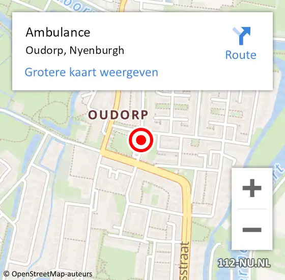 Locatie op kaart van de 112 melding: Ambulance Oudorp, Nyenburgh op 19 november 2021 12:28