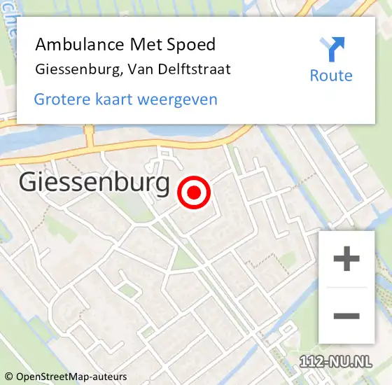Locatie op kaart van de 112 melding: Ambulance Met Spoed Naar Giessenburg, van Delftstraat op 19 november 2021 12:29
