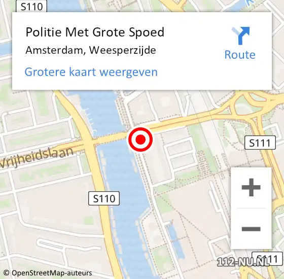 Locatie op kaart van de 112 melding: Politie Met Grote Spoed Naar Amsterdam, Weesperzijde op 19 november 2021 12:38