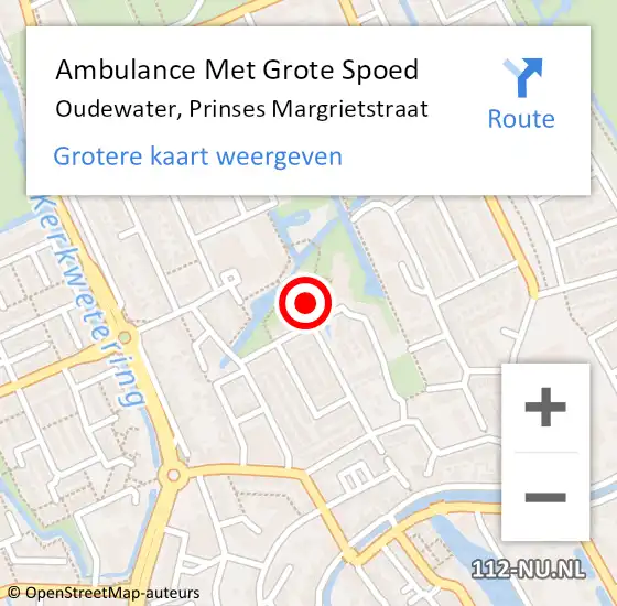 Locatie op kaart van de 112 melding: Ambulance Met Grote Spoed Naar Oudewater, Prinses Margrietstraat op 19 november 2021 12:44