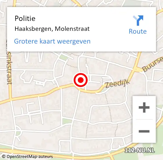 Locatie op kaart van de 112 melding: Politie Haaksbergen, Molenstraat op 19 november 2021 13:00