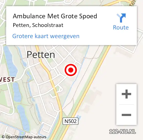 Locatie op kaart van de 112 melding: Ambulance Met Grote Spoed Naar Petten, Schoolstraat op 19 november 2021 13:17