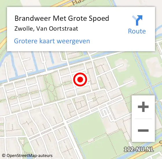 Locatie op kaart van de 112 melding: Brandweer Met Grote Spoed Naar Zwolle, Van Oortstraat op 19 november 2021 13:25